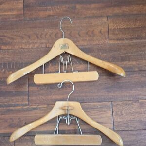 Vintage Wooden Suit Hangers with Clips